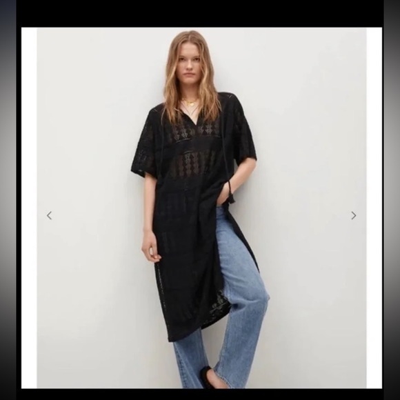 Mango Dresses & Skirts - Mango Black Crochet Kimono Tunic Size S